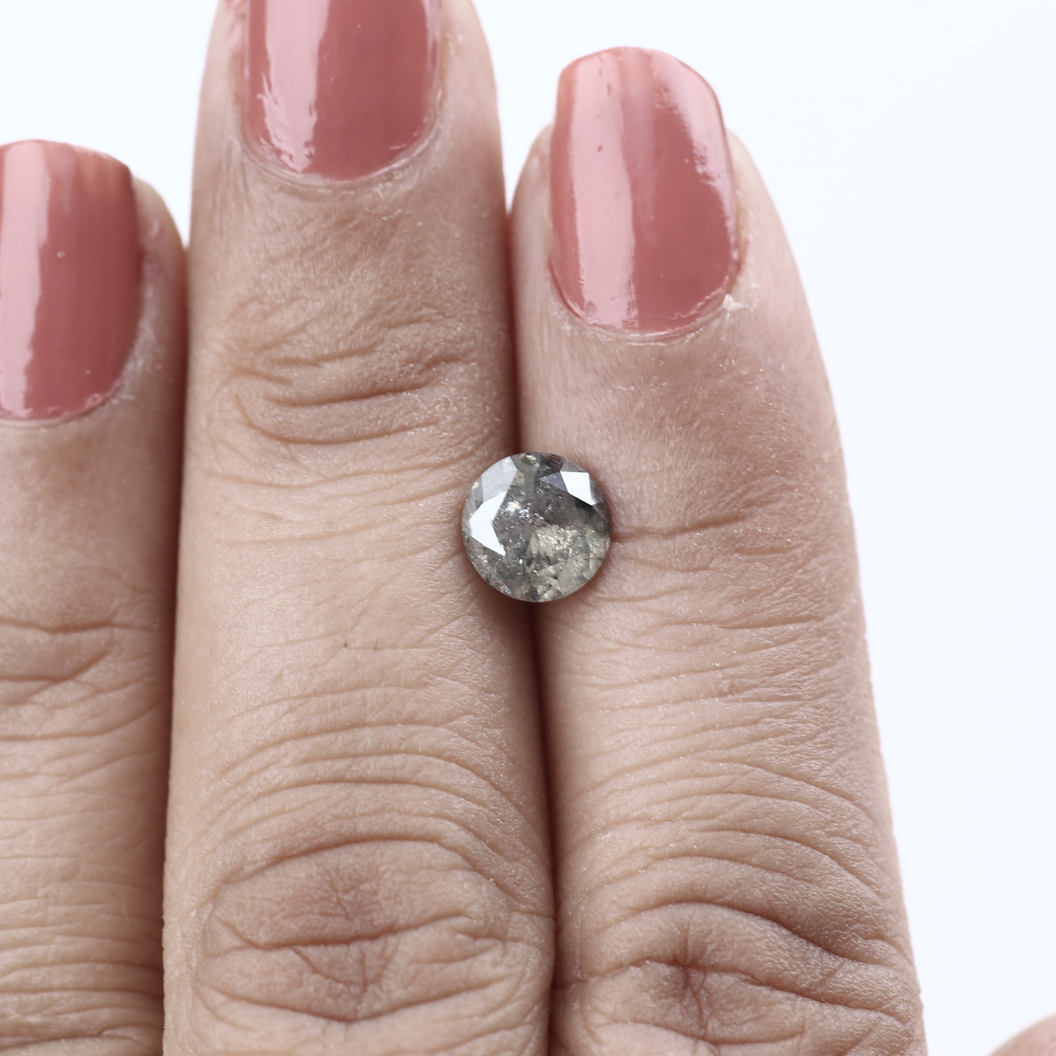 1.16 Ct Round Salt and Pepper Diamond - Earthy Natural Gemstone with Inclusions