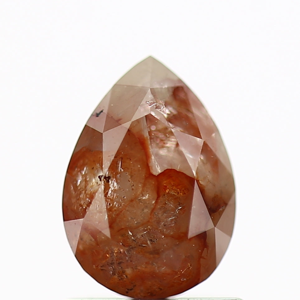 1.19 Carat Fancy Orange Rustic Pear Diamond 7.42 MM
