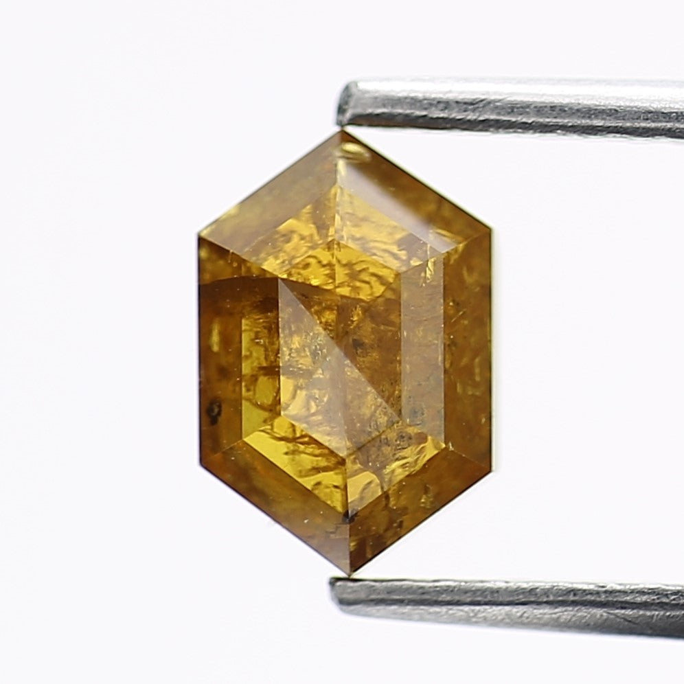 1.19 Carat Fancy Yellow Hexagon Salt and Pepper Diamond 7.9 MM