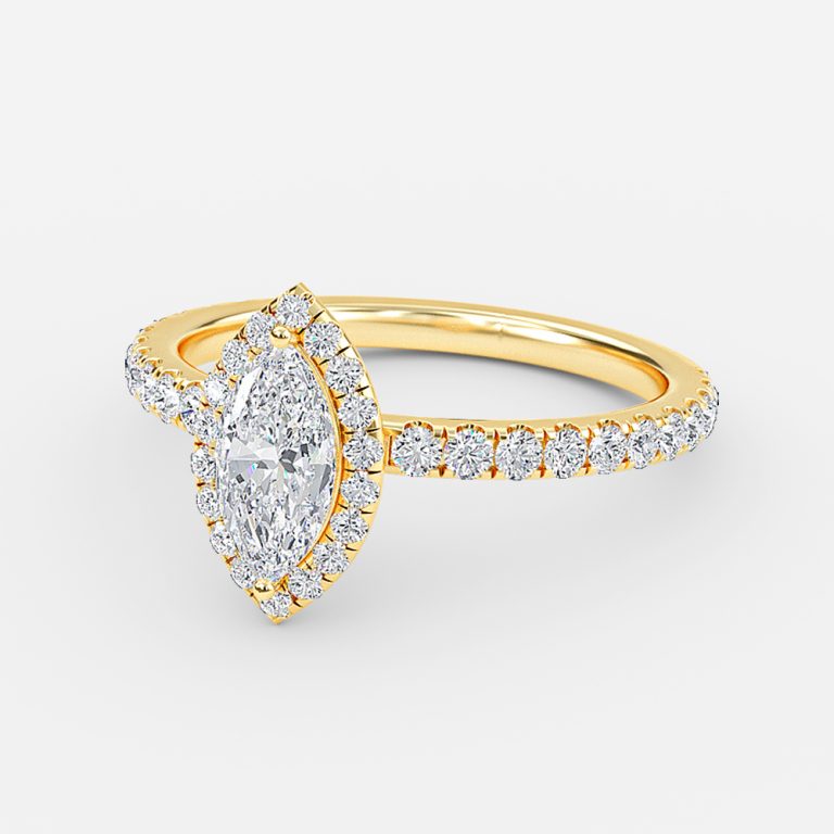Killian Marquise Halo Engagement Ring 14K / 18K Solid Gold