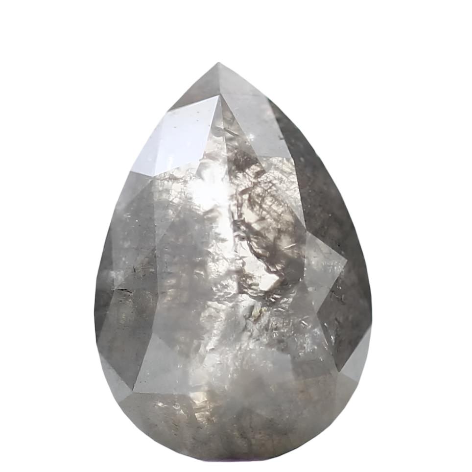1.20 Carat Fancy Gray Pear Rose Cut Natural Diamond 7.85 MM