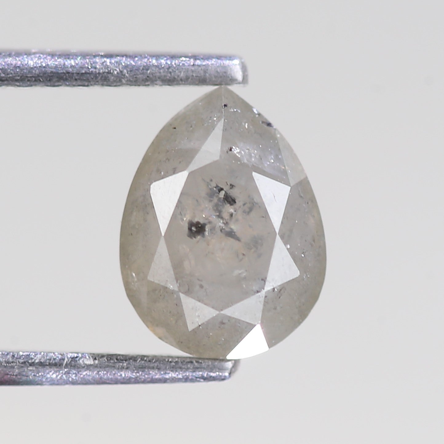 1.22 Carat Natural Icy Gray Pear Salt And Pepper Diamond 7.58 MM
