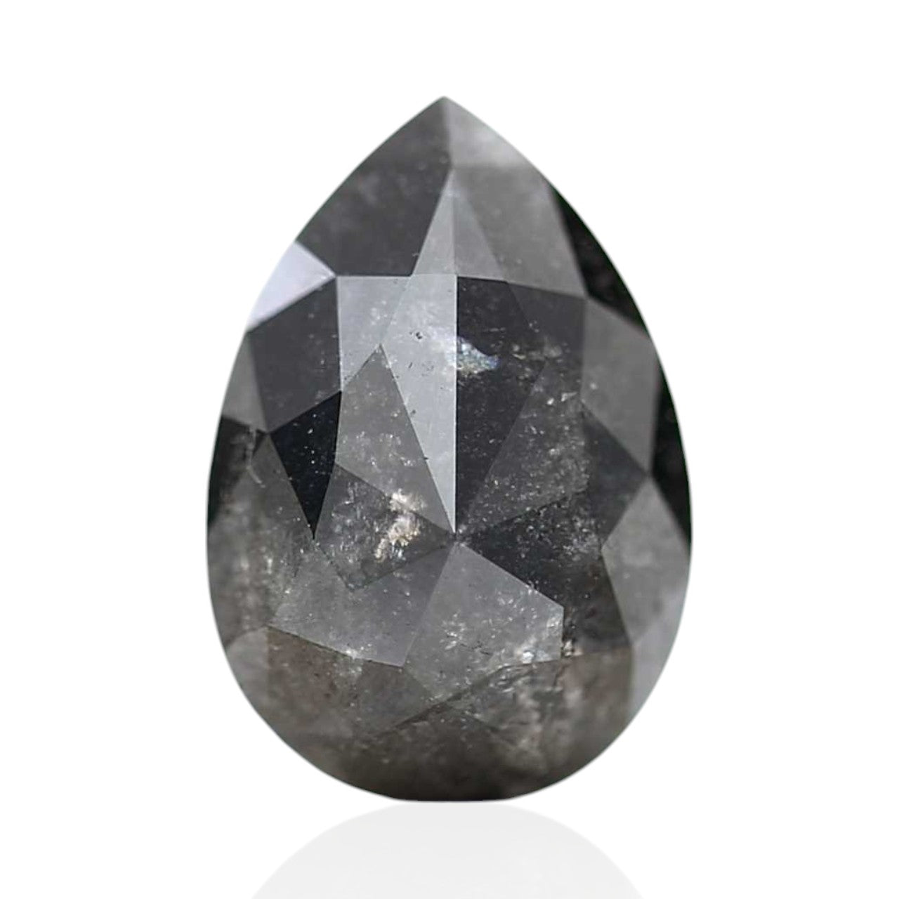 1.22 Carat Natural Pear Rose Cut Salt and Pepper Diamond 7.79 MM