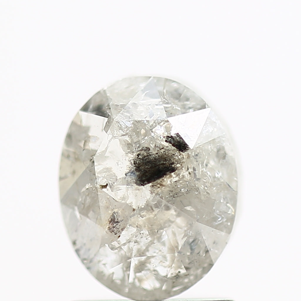 1.23 Carat Natural Oval Icy Salt and Pepper Diamond 7.35 MM