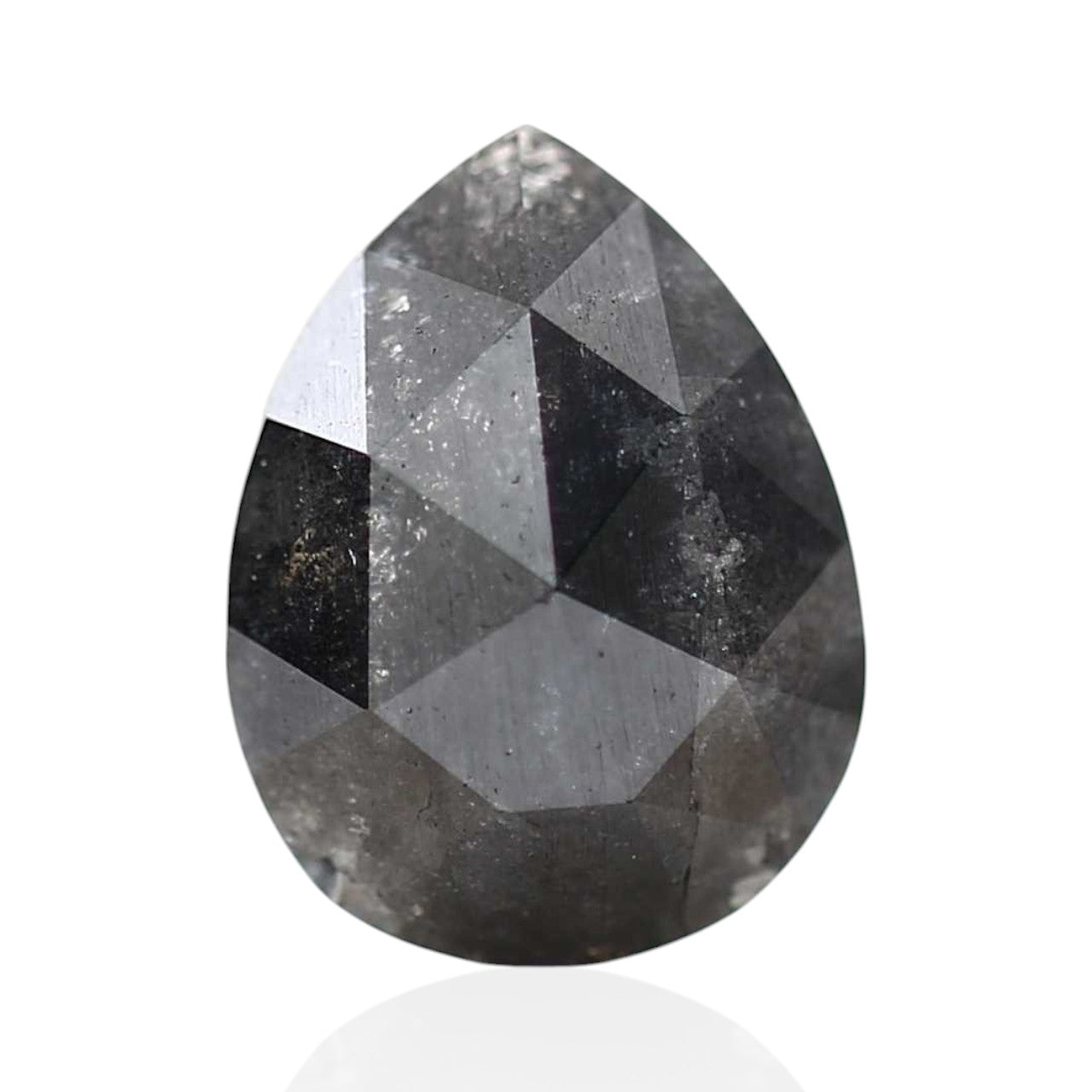 1.26 Carat Natural Black Pear Rose Cut Black Loose Diamond