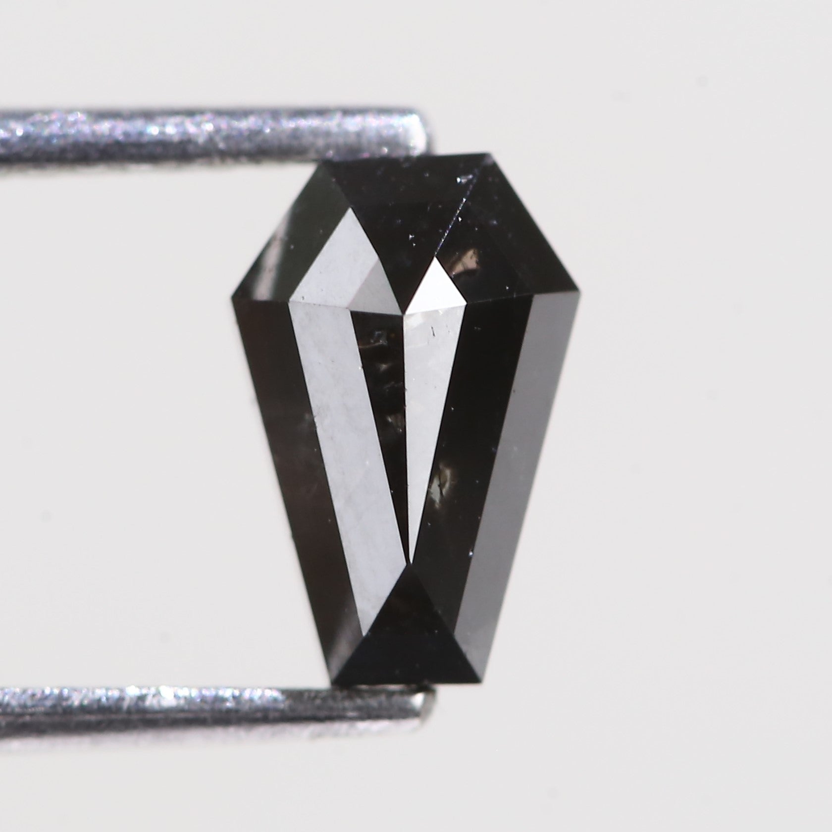 1.27 Carat Natural Black Coffin Cut Salt And Pepper Loose Diamond 8.30 MM