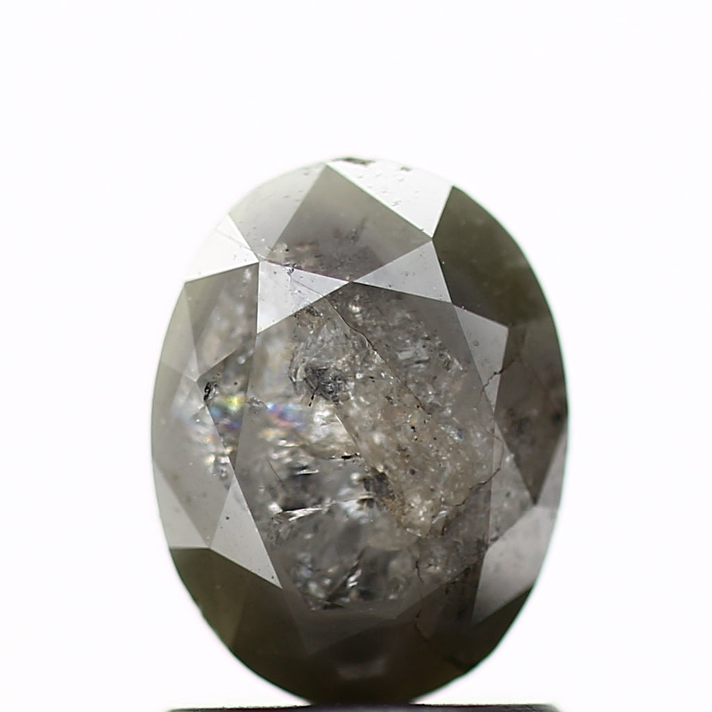 1.30 Carat Natural Gray Oval Cut Rustic Diamond 7.60 MM