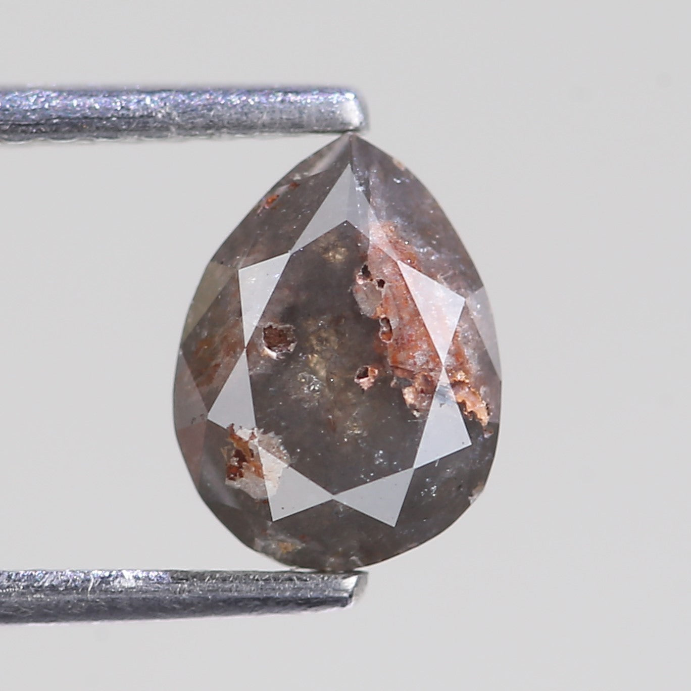 1.32 Carat Natural Pear Cut Gray Salt And Pepper Diamond 7.73 MM