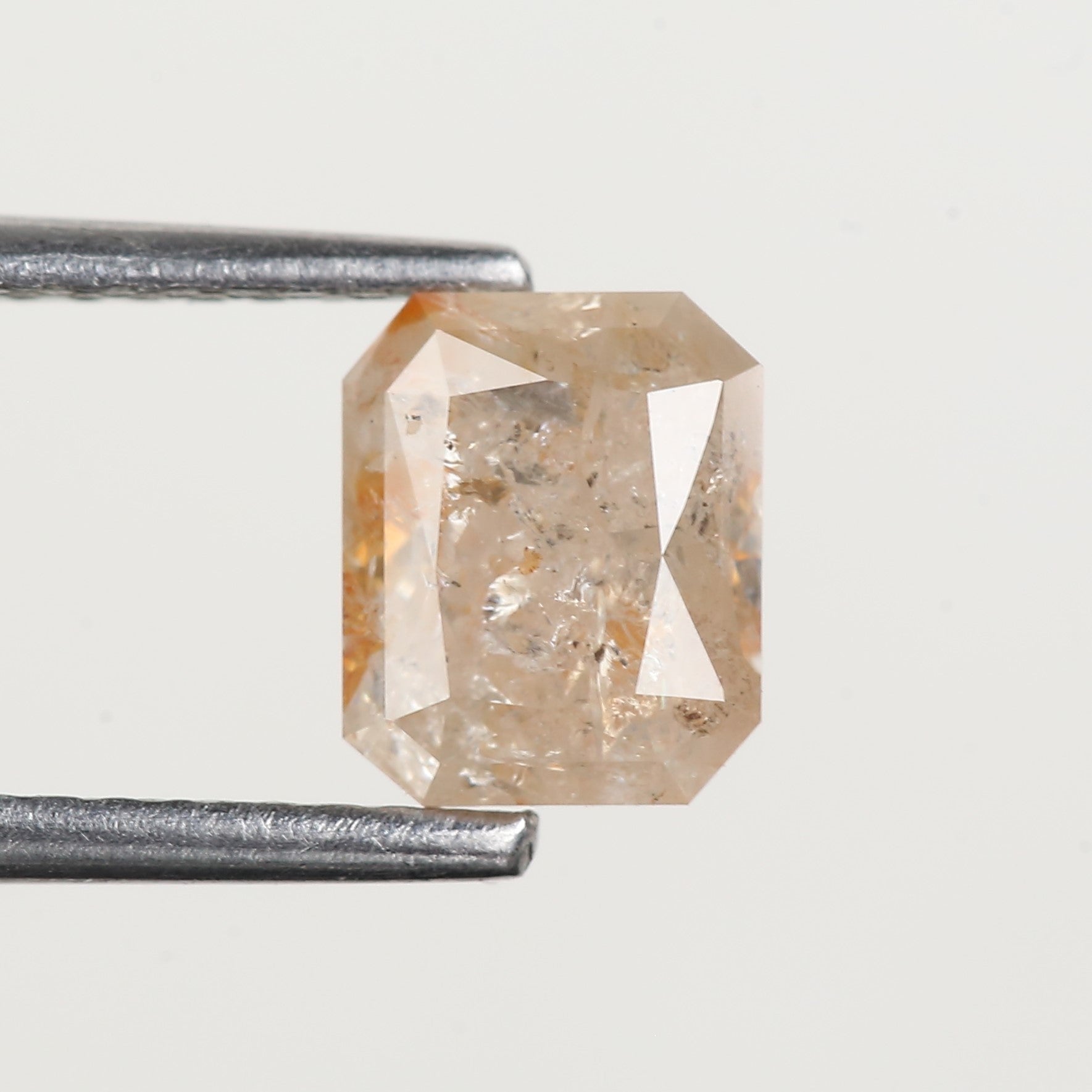 1.34 Carat Natural Orange Emerald Cut Salt and Pepper Diamond 6.6 MM
