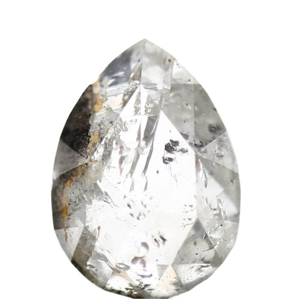 1.36 Carat Natural Icy Diamond Pear Rose Cut 8.6 MM