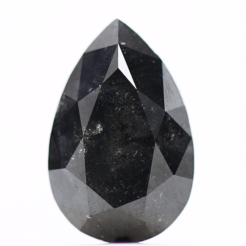 1.37 Carat Fancy Black Natural Pear Loose Diamond 9.10 MM
