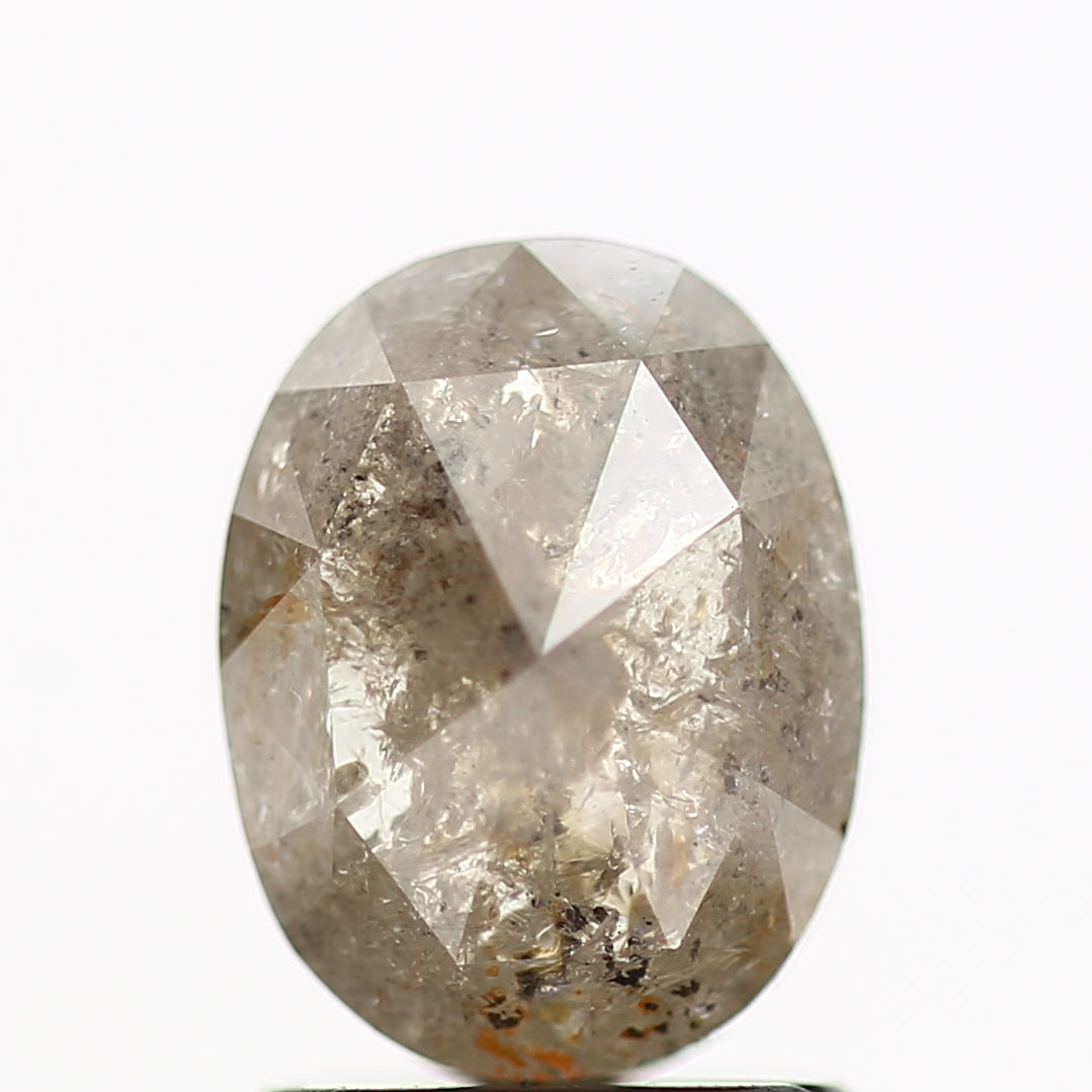 1.37 Carat Oval Gray Natural Salt and Pepper Loose Diamond 7.9 MM