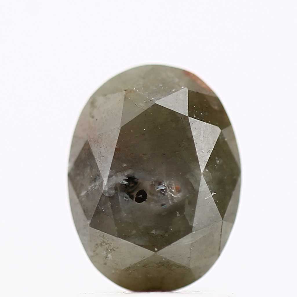 1.38 Carat Gray Oval Shaped Salt n Pepper Diamond 7.40 MM