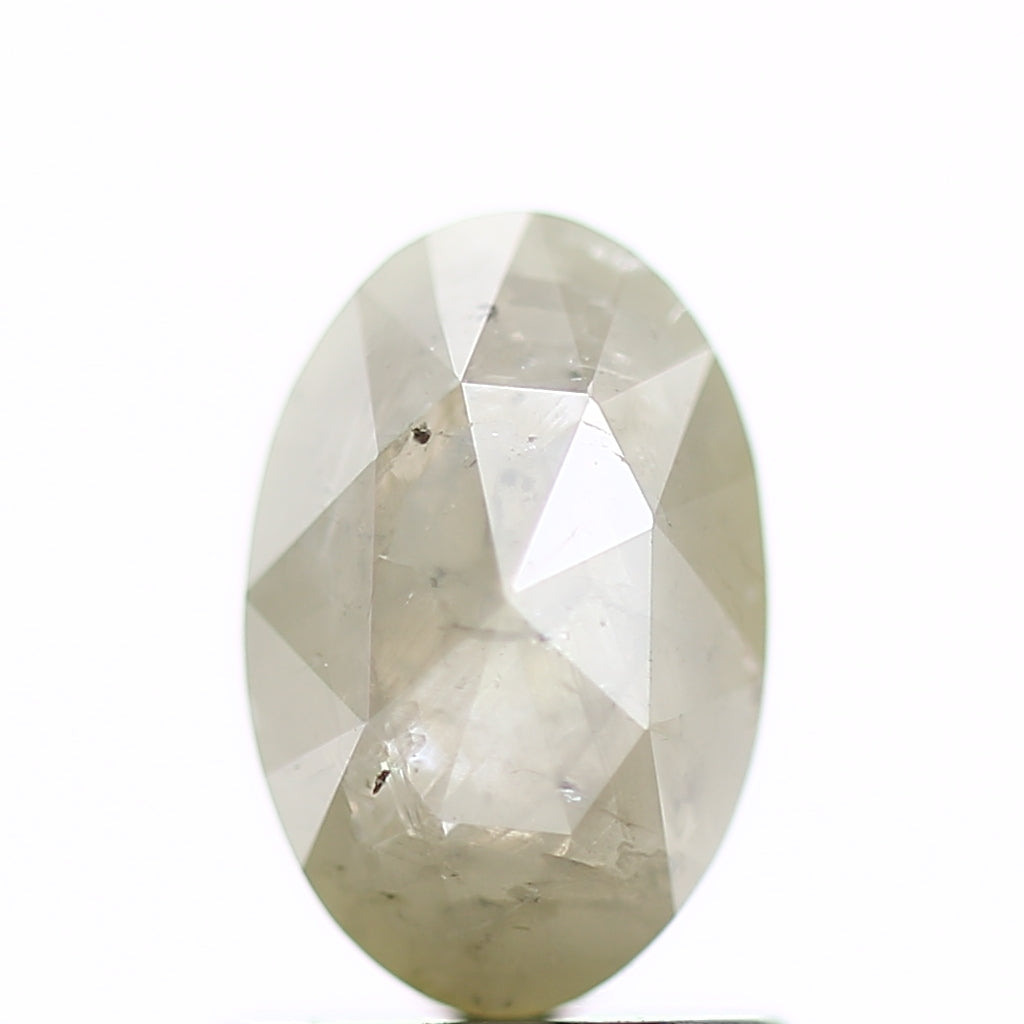 1.39 Carat Natural Salt and Pepper Oval Rose Cut Diamond 7.8 MM