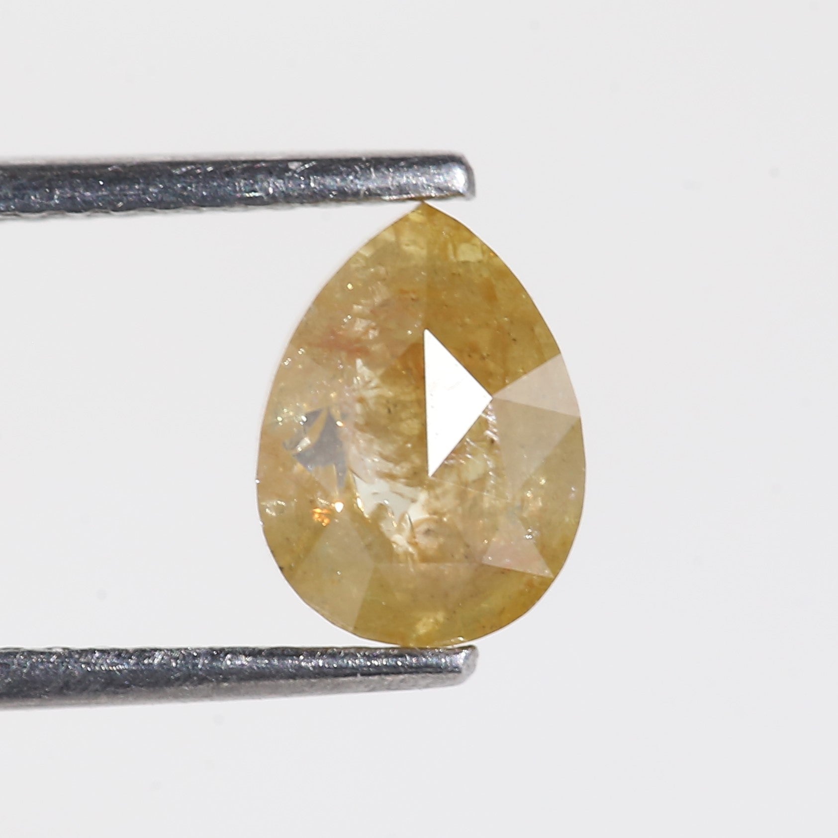 1.3 Carat Yellow Pear Cut Salt and Pepper Diamond 7.8 MM