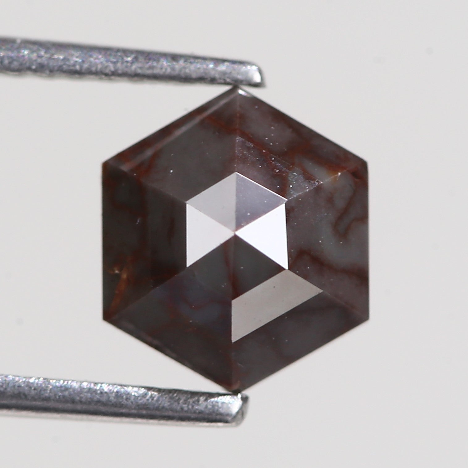 1.40 Carat Natural Hexagon Red Gray Diamond 6.98 MM