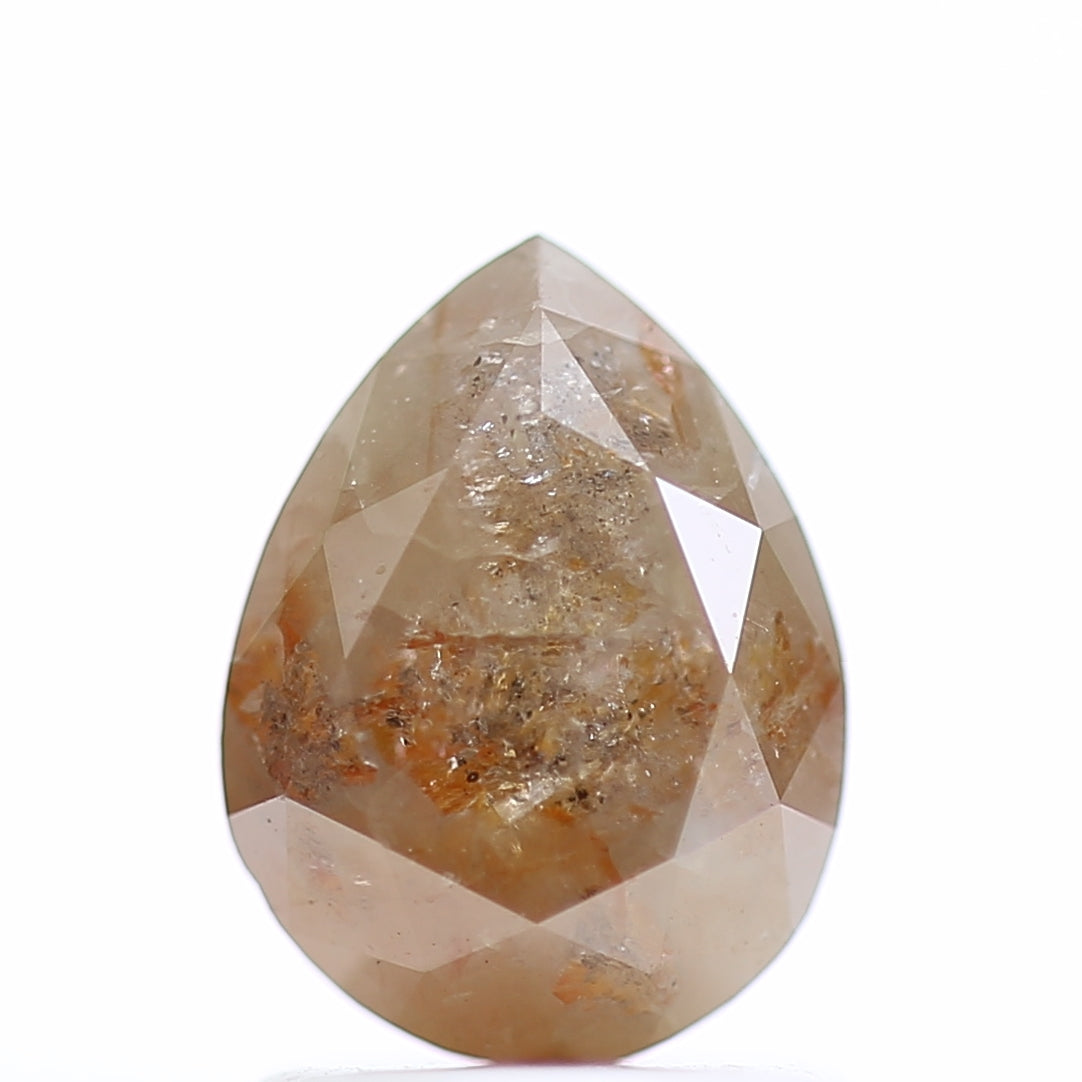 1.40 Carat Orange Brown Pear Cut Salt And Pepper Diamond 7.98 MM