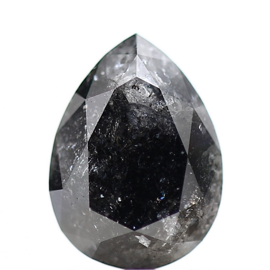 1.41 Carat Fancy Gray Pear Brilliant Cut Salt and Pepper Diamond