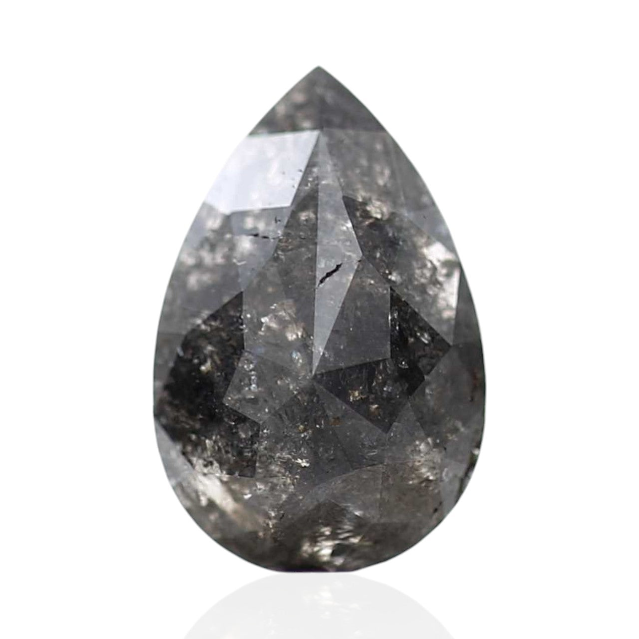 0.94 Carat Natural Pear Salt and Pepper Diamond 7.95 MM