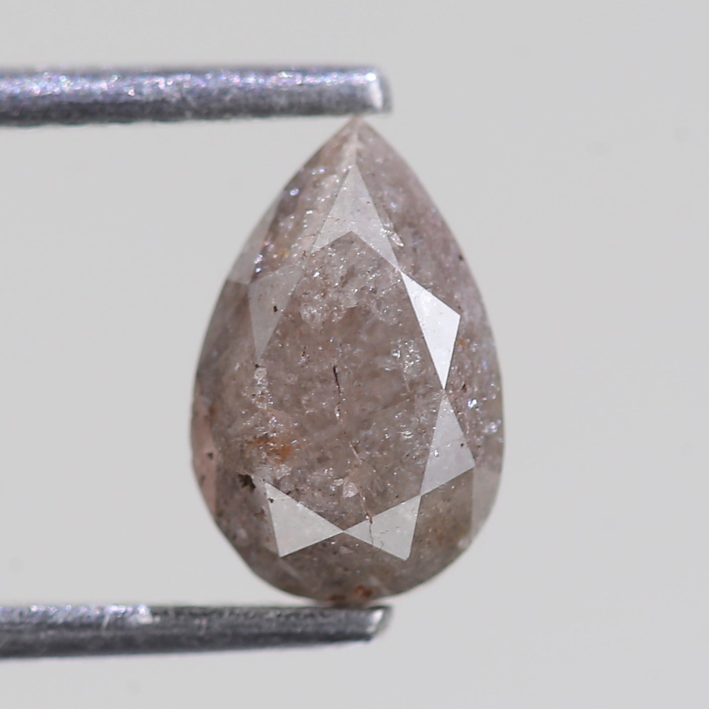 1.44 Carat Natural Brown Pear Cut Salt And Pepper Diamond 8.31 MM