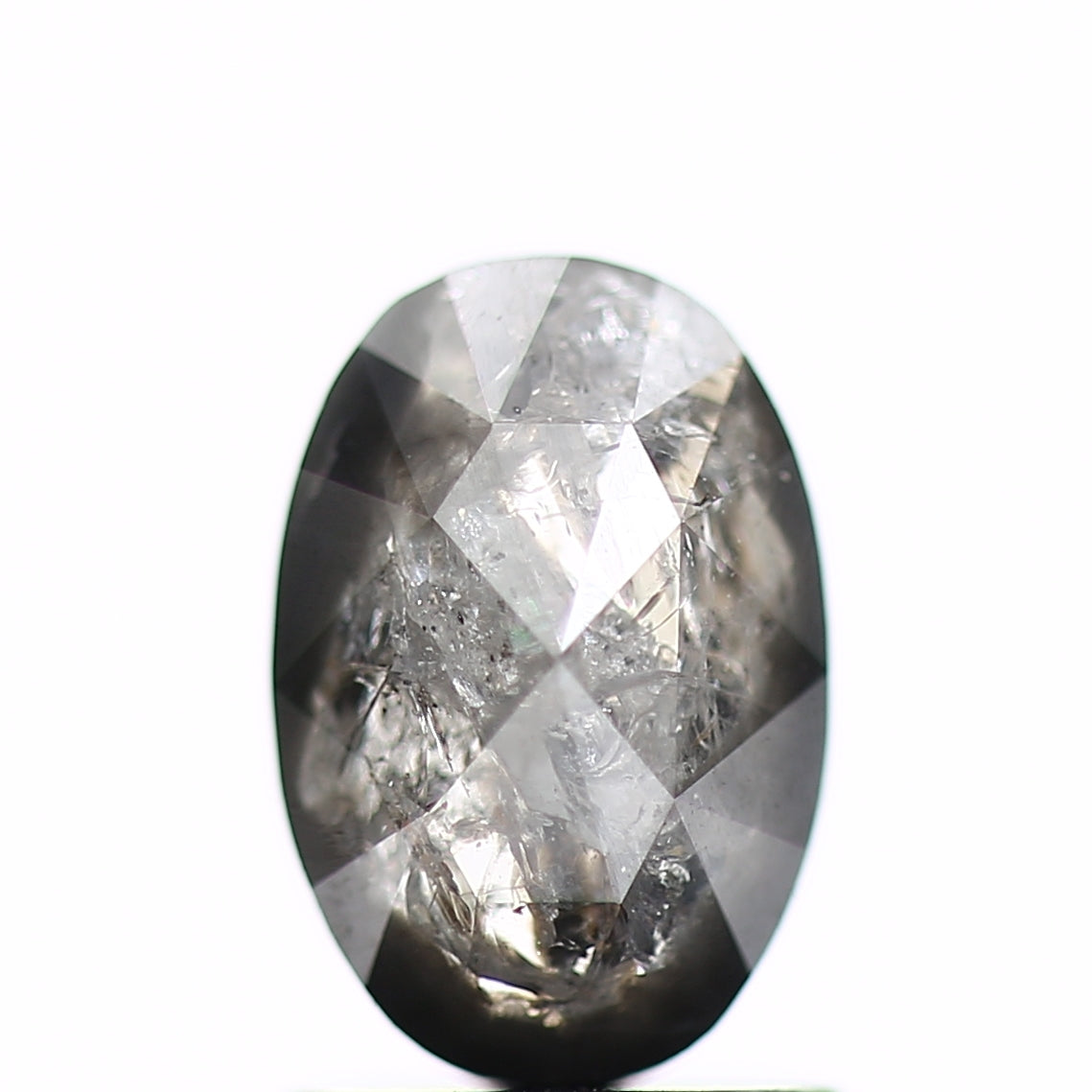 Oval Rose Cut Salt and Pepper Diamond 8.2 MM