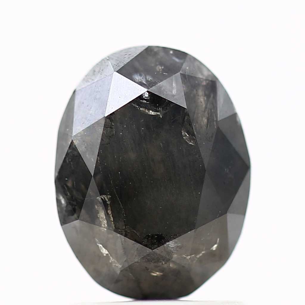 1.46 Carat Oval Cut Black Salt and Pepper Diamond 8 mm