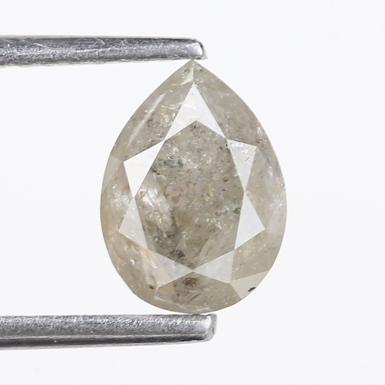 1.47 Carat Natural Gray Pear Salt and Pepper Diamond 8.04 MM