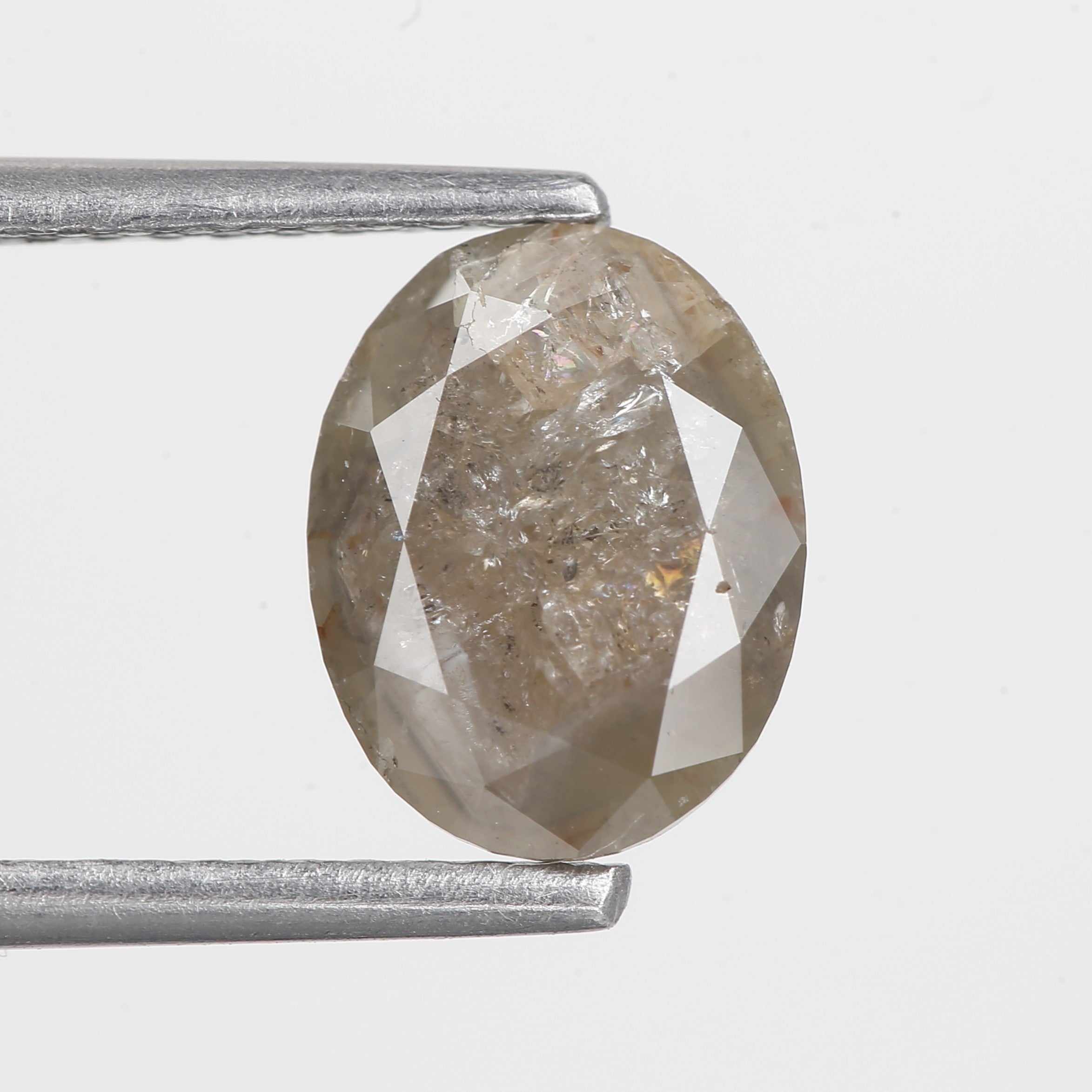 1.49 Carat Oval Cut Gray Salt and Pepper Natural Diamond 8 mm