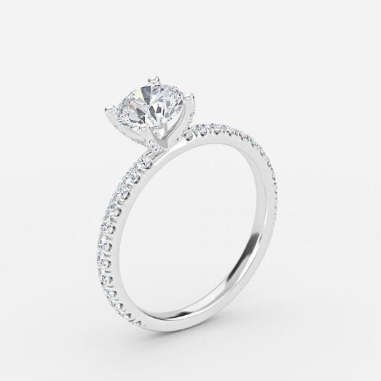 Jose Round Unique Diamond Engagement Ring 14K / 18K Solid Gold