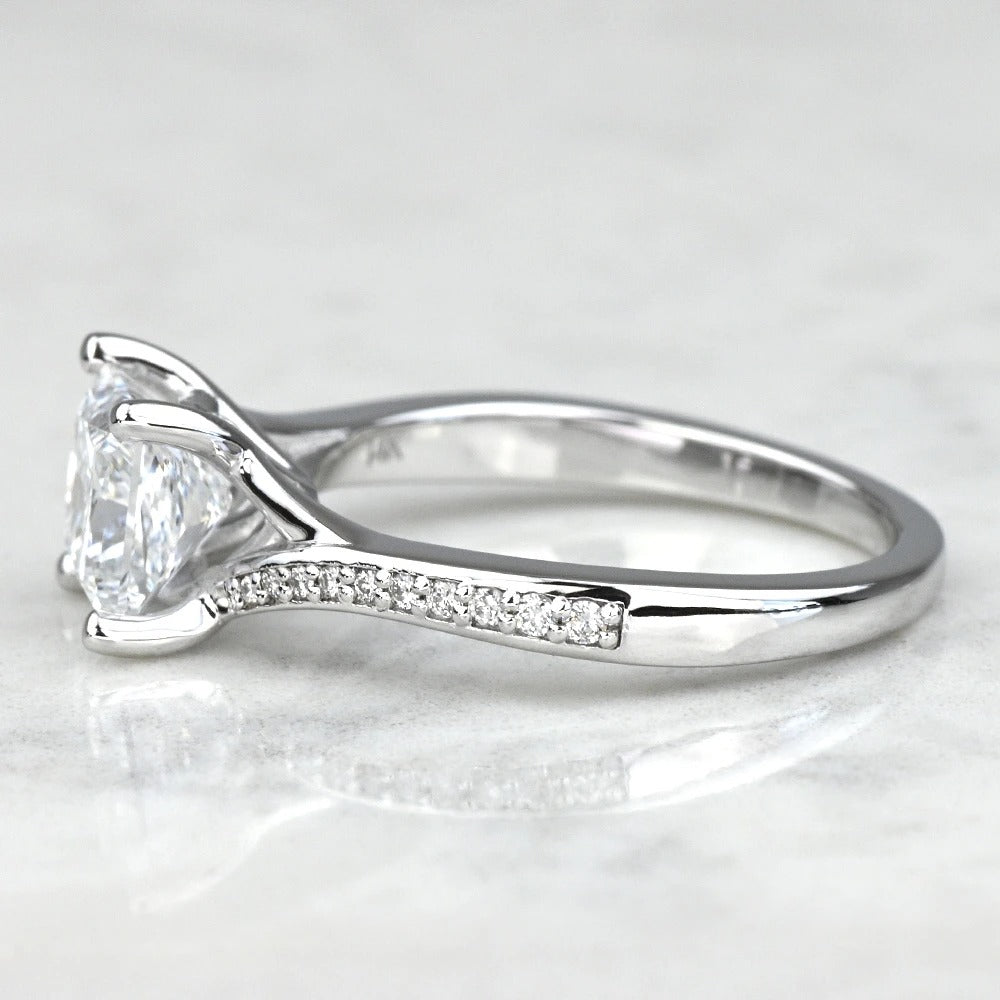 1 Carat Lab Grown Princess Diamond Pave Engagement Ring