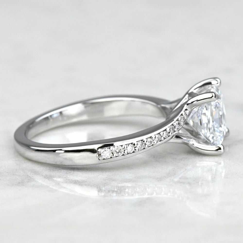 1 Carat Lab Grown Princess Diamond Pave Engagement Ring
