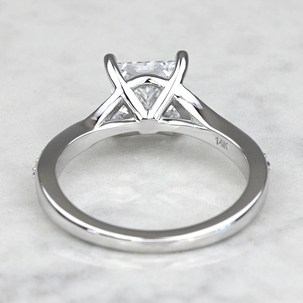 1 Carat Lab Grown Princess Diamond Pave Engagement Ring