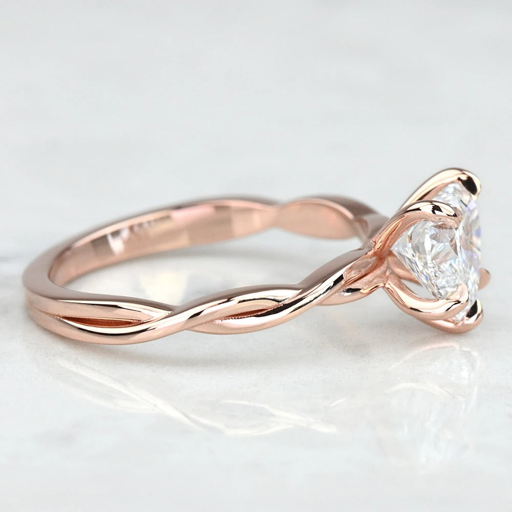 1.50 Carat Lab Created Heart Diamond Twisted Engagement Ring