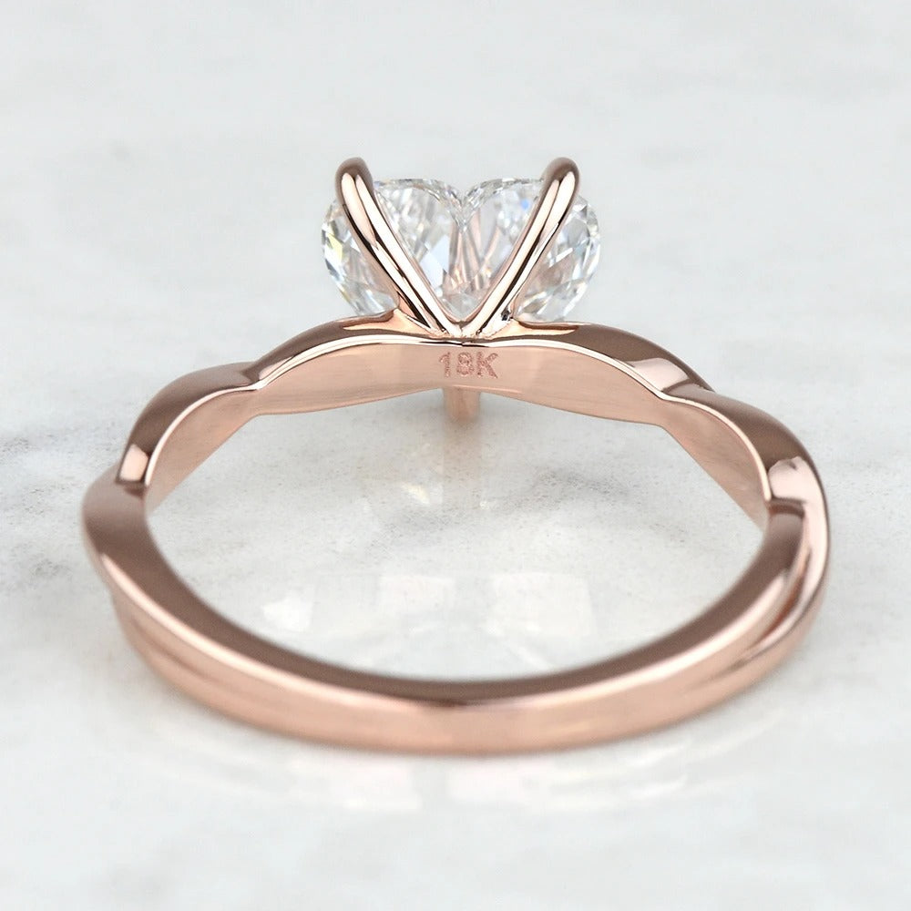 1.50 Carat Lab Created Heart Diamond Twisted Engagement Ring