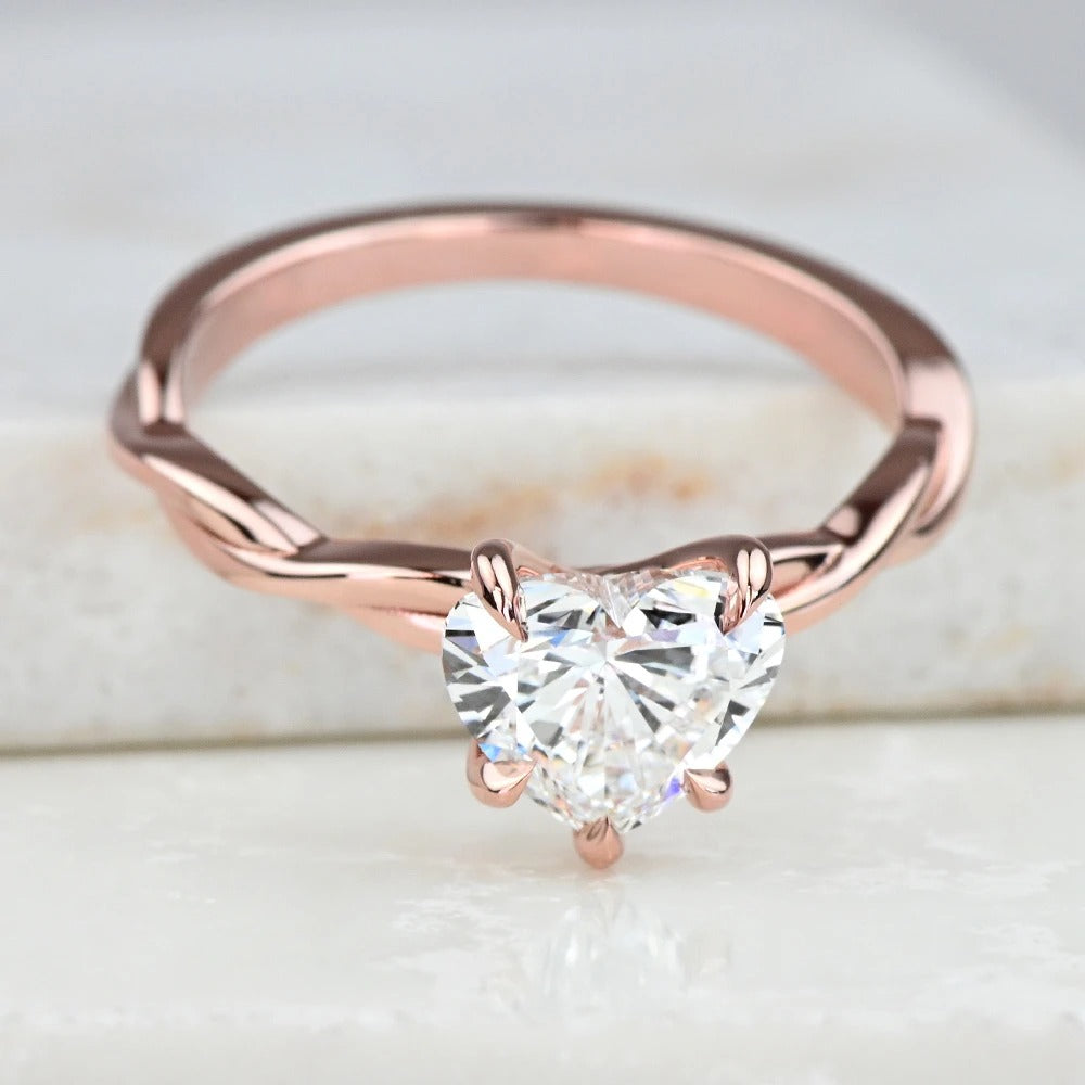 1.50 Carat Lab Created Heart Diamond Twisted Engagement Ring