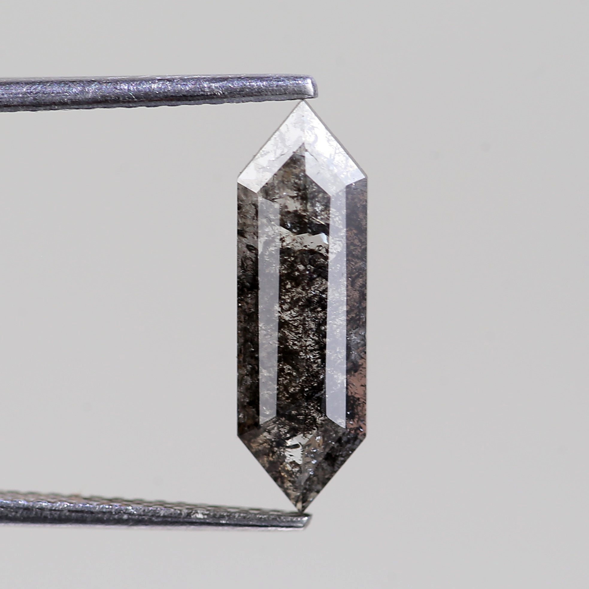 1.50 Carat Natural Elongated Hexagon Cut Black Salt And Pepper Diamond