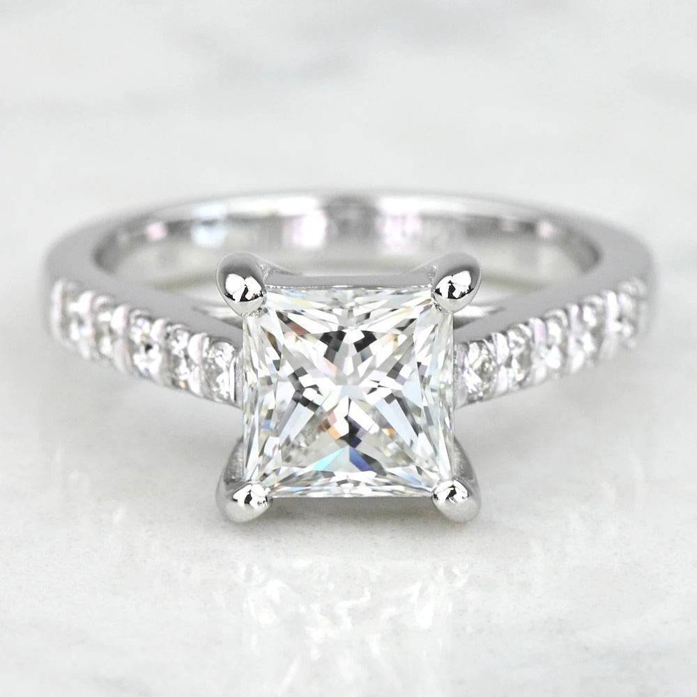 1.50 Carat Princess Cut Lab Diamond Engagement Ring