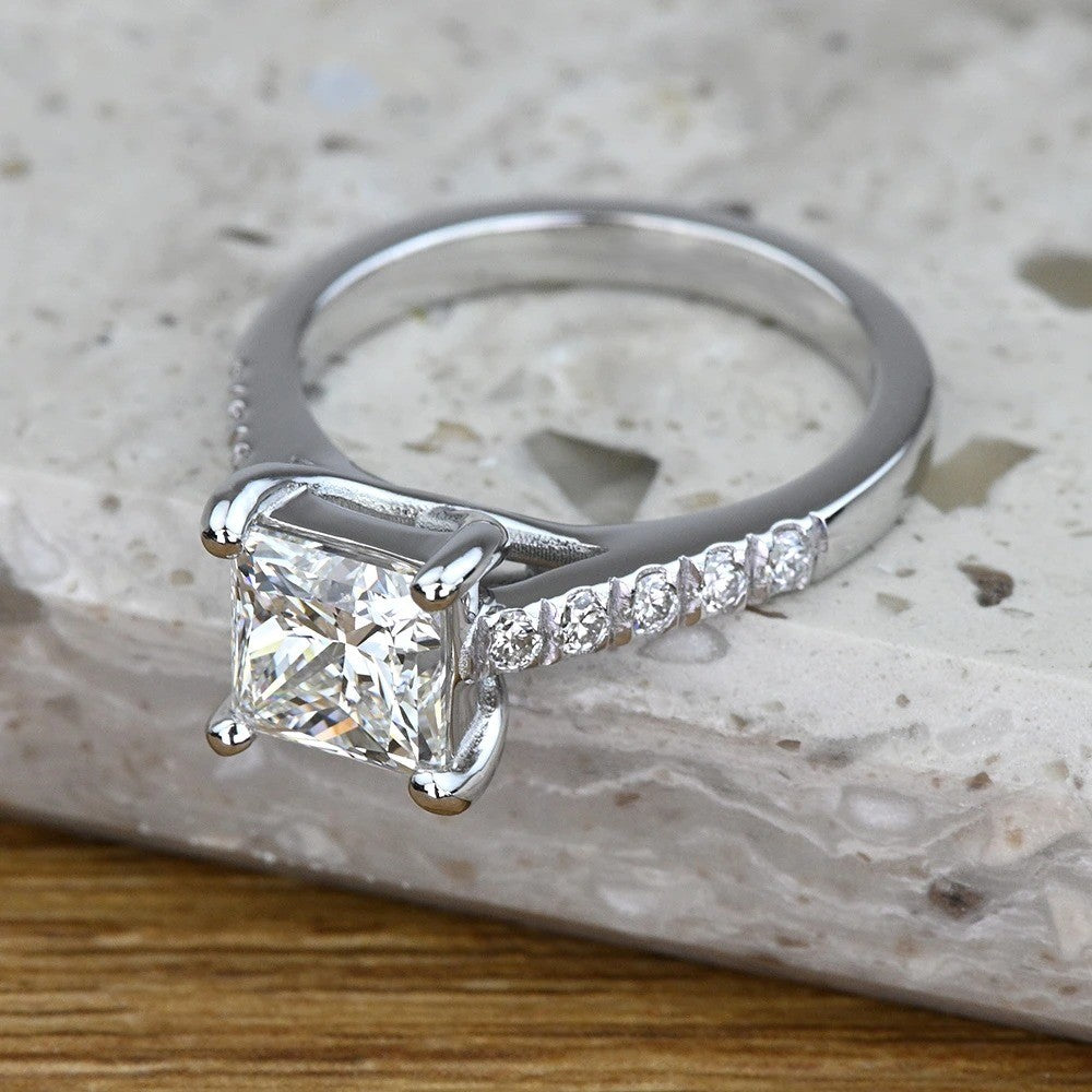 1.50 Carat Princess Cut Lab Diamond Engagement Ring