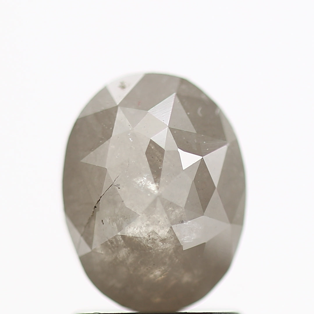 1.51 Carat Fancy Gray Oval Rose Cut Salt Pepper Diamond 7.80 MM