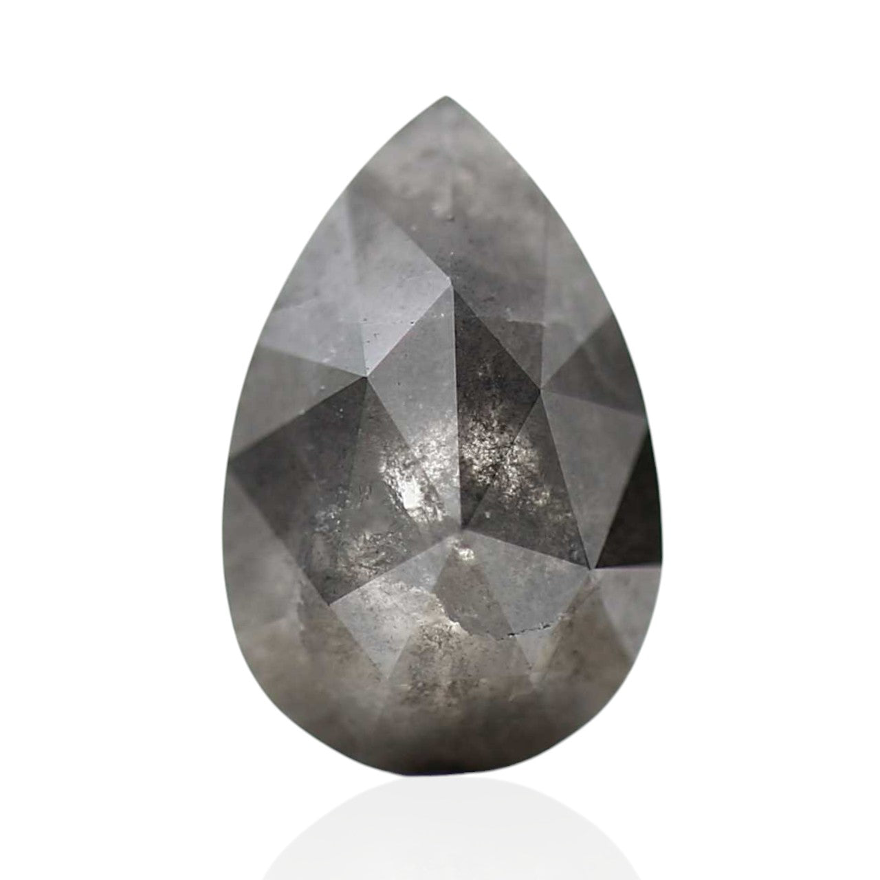 1.51 Carat Natural Gray Pear Rose Cut Diamond For Engagement Ring 8.5 MM - USA