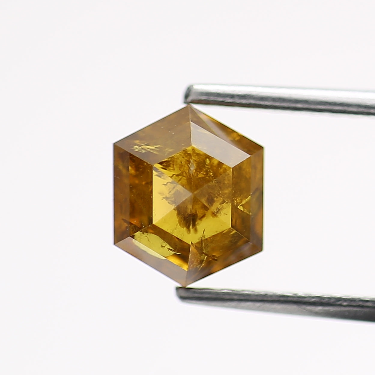 1.51 Carat Natural Yellow Hexagon Salt and Pepper Diamond 6.6 MM
