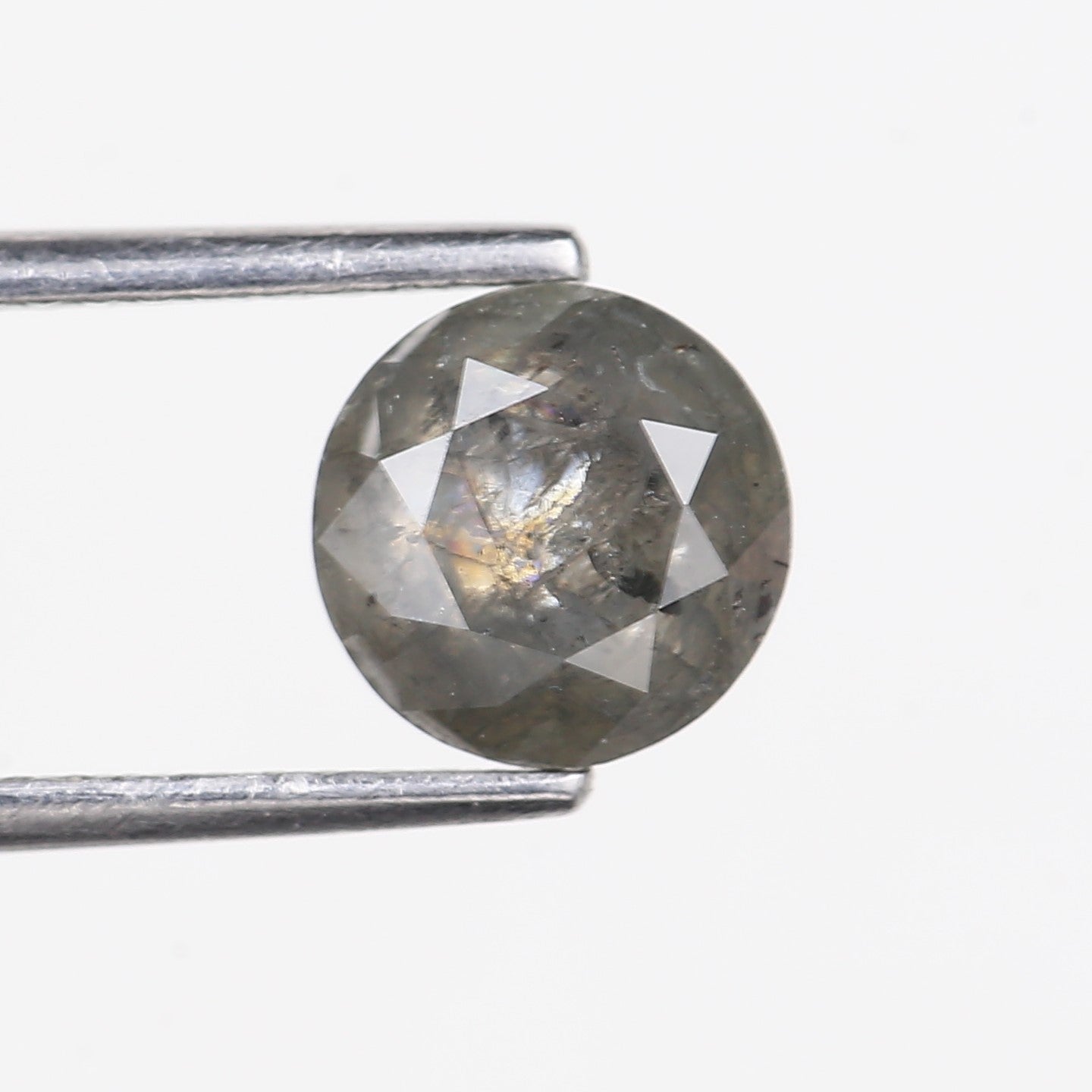 Natural Round Grey Salt and Pepper Diamond 6.91 MM