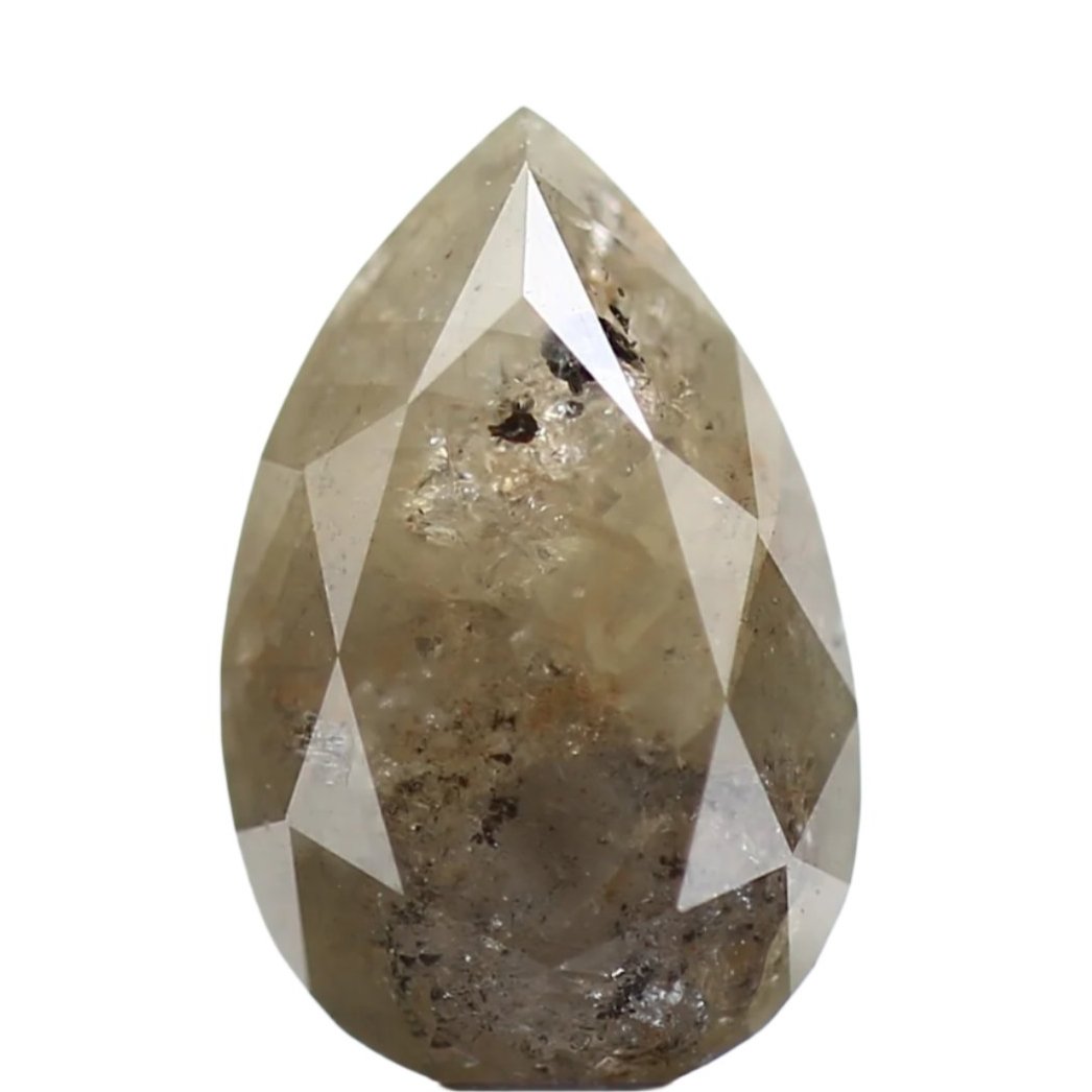 1.54 Carat Fancy Gray Pear Salt and Pepper Diamond 9.06 MM