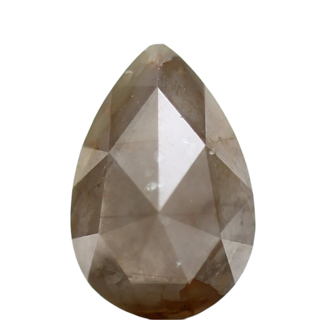 1.56 Carat Natural Diamond Gray Pear Rose Cut 9.2 MM