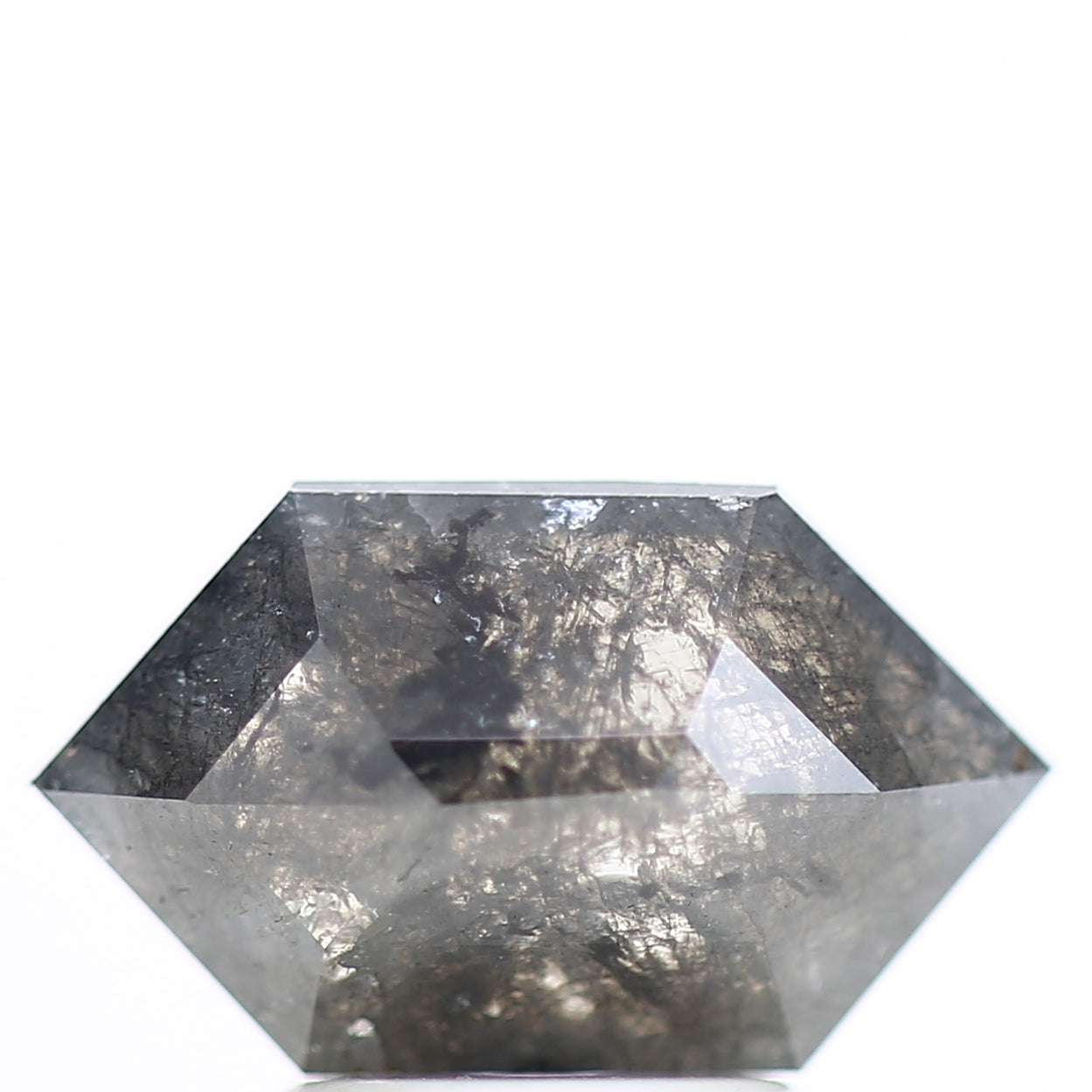 1.58 Carat Natural Hexagon Gray Salt Pepper Diamond 11.19 MM