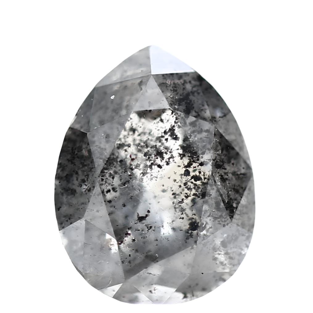 1.60 Carat Natural Gray Diamond For Pear Cut Diamond Halo Ring