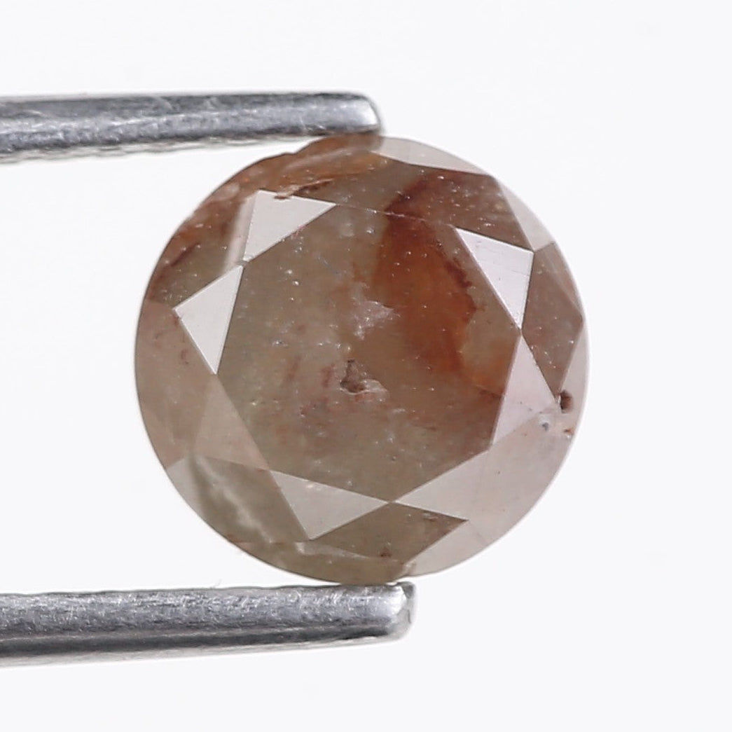 1.60 Carat Natural Salt And Pepper Round Cut Brown Red Diamond 6.80 MM