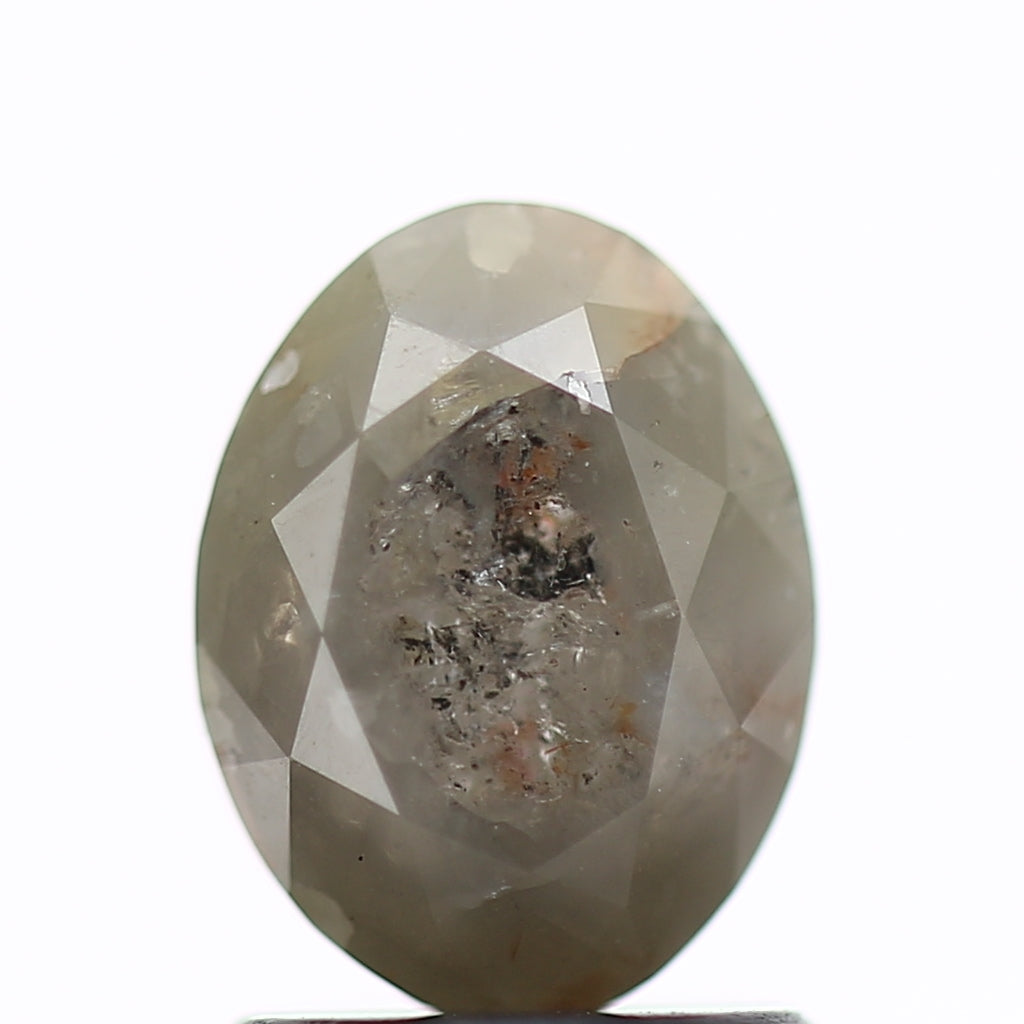 1.61 Carat Fancy Gray Oval Rustic Natural Diamond 7.9 MM