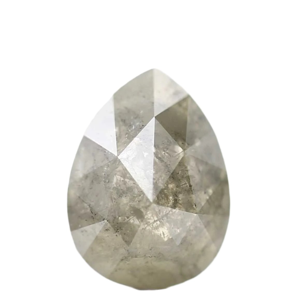 1.63 Carat Pear Rose Cut Gray Salt and Pepper Diamond SDM8610