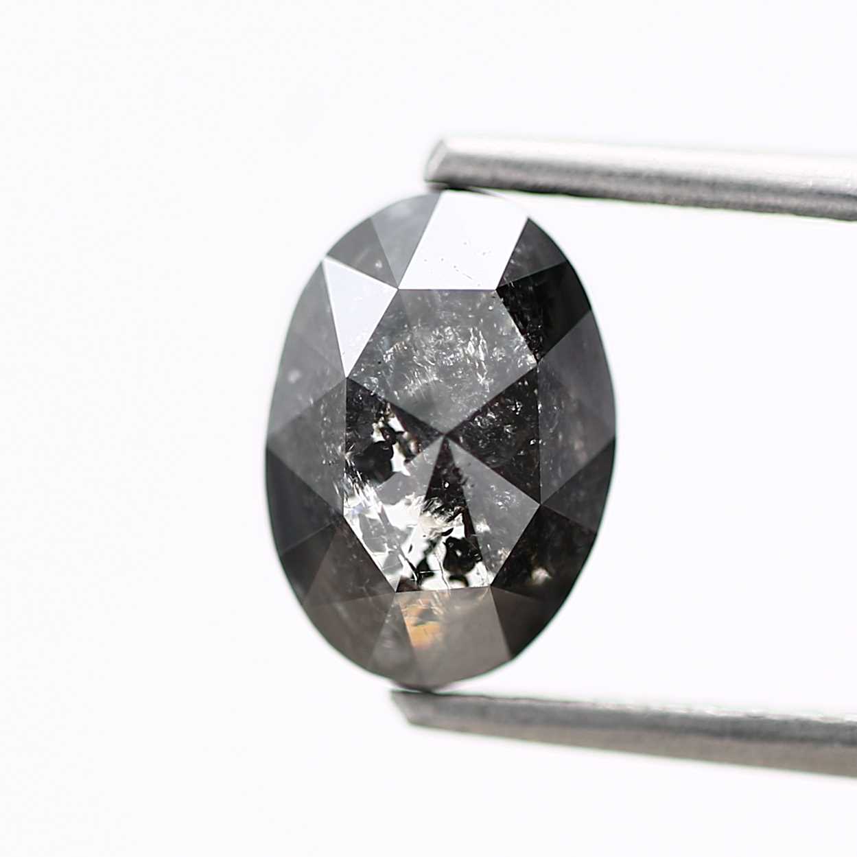 1.65 Carat Rose Oval Cut Salt and Pepper Diamond 7.86 MM